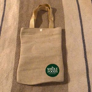 Whole Foods🍏Super Cute Small Canvas Tote Bag W/Handles+Middle Snap Closure